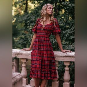 JessaKae “Clara” Dress in Red Plaid - Large
